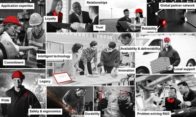 Chicago Pneumatic brand personality demonstrated in images and keywords. The keywords are application expertise, commitment, pride, loyalty, intelligent design, legacy, safety & ergonomics, relationships, trust, durability, reliability, availability & deliverability, innovation, problem-solving R&D, global partner network and local support.