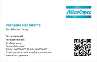 Template example for the back of an Atlas Copco business card