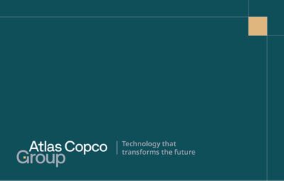 Back of a business card with teal background. Group tag on top right and Group logo on lower left.