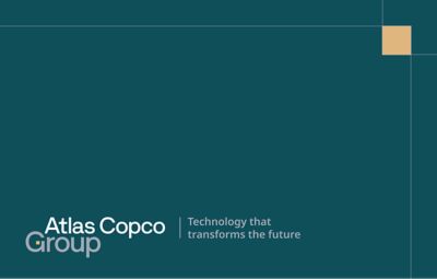 Back of a business card with teal background. Group tag on top right and Group logo on lower left.