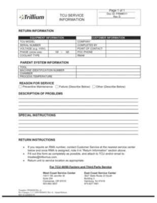 Chiller Service Information Form