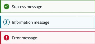 Three accent colors for validation messages, green, blue and red