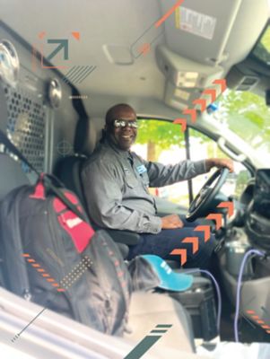 Cordell Wells in his service car.