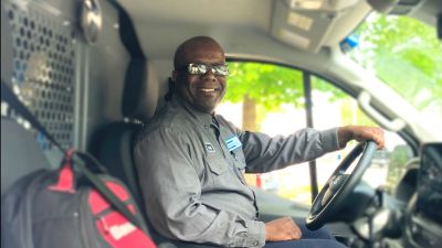 Cordell Wells in his service car.