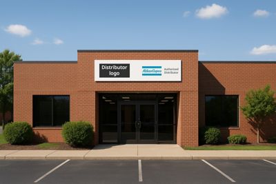 Mock-up of use of authorized distributor logo on office entrance