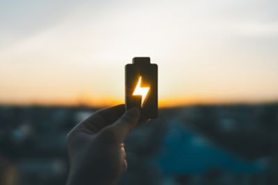 energy efficiency represented by a battery