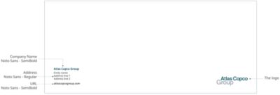 Locations of the various elements on the envelope including the logo, company name and address.