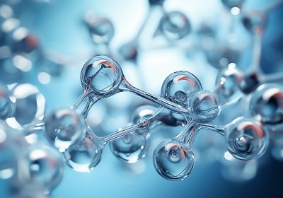Clear and transparent abstract background with bubbles, water molecule, abstract molecule microbiology. Water molecule's and science concept.