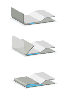 Illustration hemming process in hem flange bonding