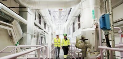 Technicians from Stockholm Exergi, an energy company running the district heating system in Sweden's capital.