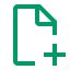 Green book with a plus sign on the cover, symbolizing an addition or new feature