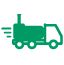 Green icon representing logistics and transport of an industrial boiler.