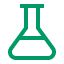 Green Erlenmeyer flask icon, symbolizing chemistry and laboratory work