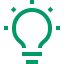 Green light bulb icon, symbolizing ideas or innovation