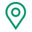 Green icon consisting of an inverted teardrop shape with a white circle in the center, to indicate a specific position or place
