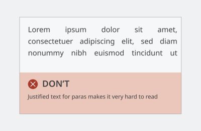 Lorem ipsum text with some text underlined with caption: DON’T: Underlined text is hard to diffrenti