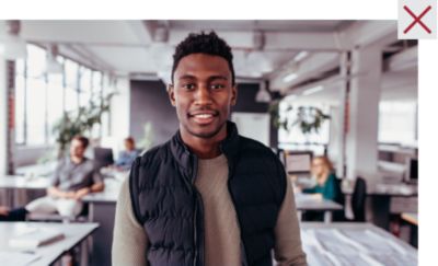 Incorrect image of employee with pink tonality.