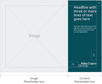 Logotype in a teal box to the right (landscape layout).