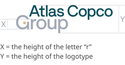 X is the height of the letter “r” in the logotype; Y is the height of the entire logotype