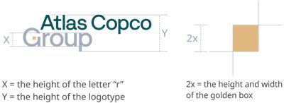 X is the height of the letter “r” in the logotype; Y is the height of the entire logotype