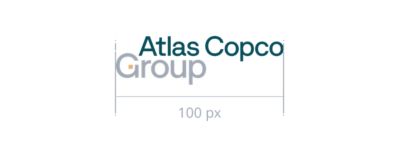 Indication of minimum width for Group logotype in digital, 100px.