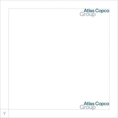 Square layout showing primary positions for the logo in the right corners