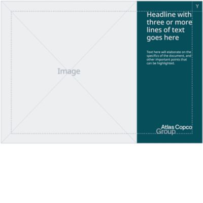 Logotype at bottom right in landscape format with content placeholder box to the right.