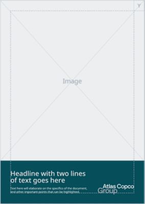 Logotype at bottom right in portrait format with content placeholder box at the bottom.