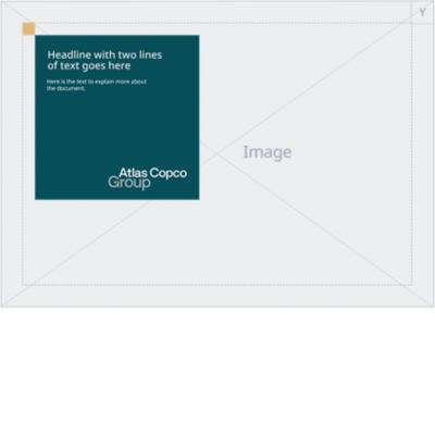 Logotype at bottom right of the content placeholder box which is at the top (landscape format).
