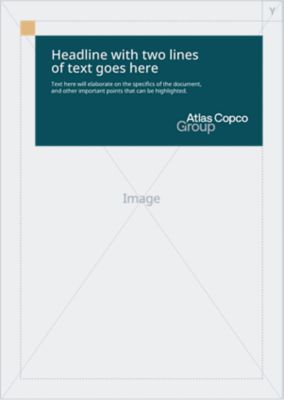 Logotype at bottom right of the content placeholder box which is at the top (portrait format).