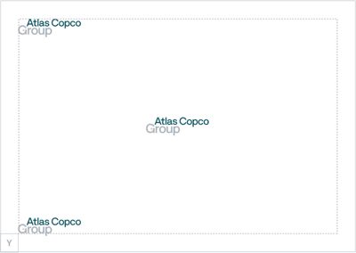 Landscape layout showing secondary positions for the logo in the left corners and the center