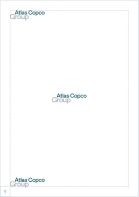 Portrait layout showing secondary positions for the logo in the left corners and the center