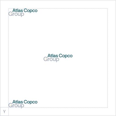 Square layout showing secondary positions for the logo in the left corners and the center