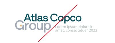 Incorrect Group logotype (with text in the clear space) with a red line across it .