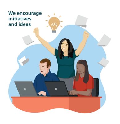 Colleagues celebrating ideas.