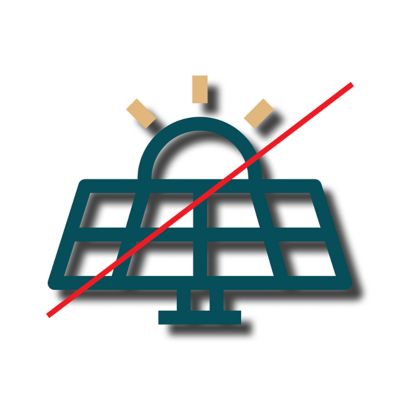 Incorrect example of solar panel icon that has a drop shadow.