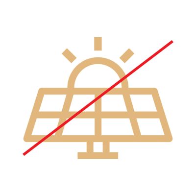 Incorrect example of solar panel icon in gold.