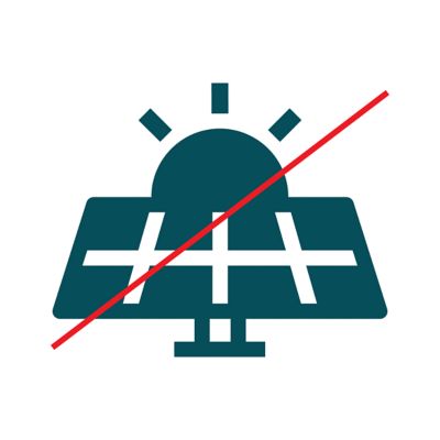 Incorrect example of solar panel icon in a filled-in style.