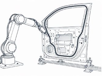 Continuous rubber sealer application 