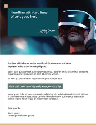 Option for print invitation showing text box inset within the image in the header.