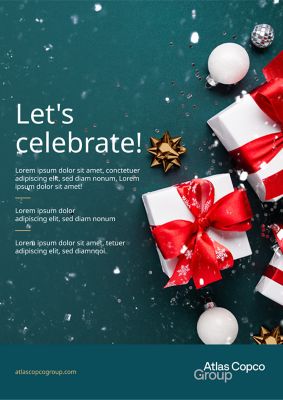 Minimal invitation featuring a Christimas-themed background image (featuring gifts).