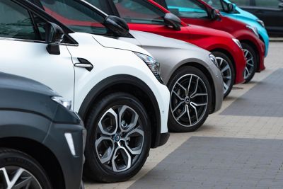 Cars parked on a public parking. 