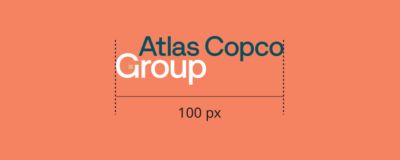Minimum width indication for Group EVP logotype in digital use