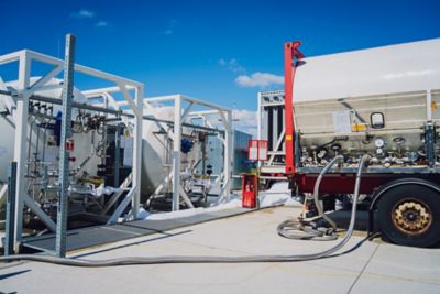 Liquid nitrogen tanks and heat exchanger coils for producing industrial gas.