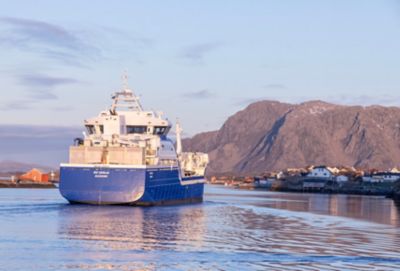 Wellboat  in Norwegian sea cruisng 