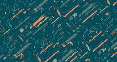 A pattern with an industrial and innovative feel in teal and orange