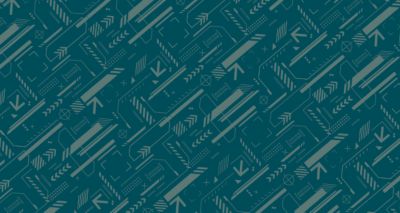 A pattern with an industrial and innovative feel in teal and grey