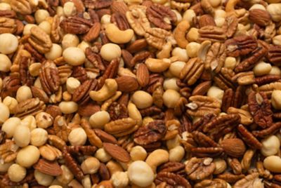 A layer of mixed nuts