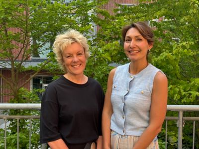 Cecilia Sandberg and Dorna Eriksson Shafiei posing for camera outside.