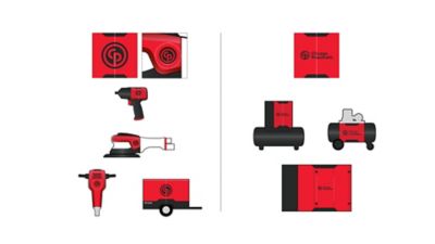 Examples of logo treatment on products.